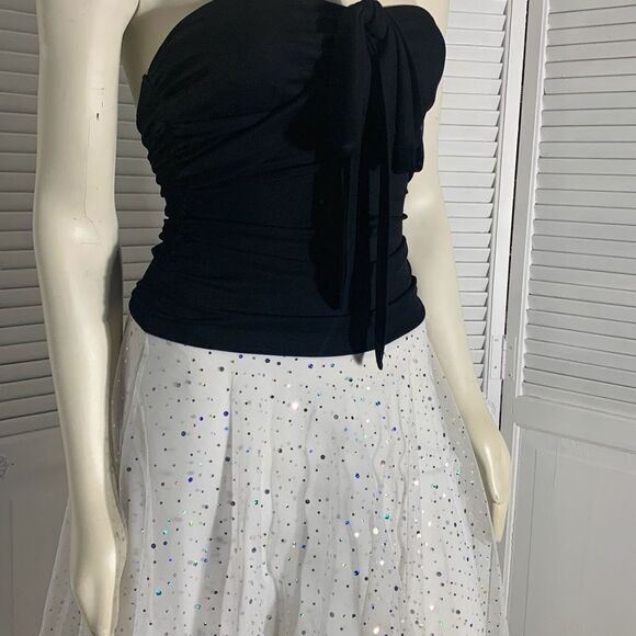 Vintage 90’s Sheer Double Layered Asymmetrical Fairycore Party Dress Size Small - Picture 3 of 13